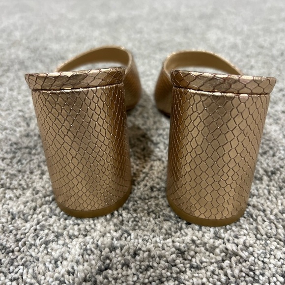 STUART WEITZMAN Tia 85 lizard-effect leather sandals Rose Gold Block Heel US 6.5 - Picture 3 of 10